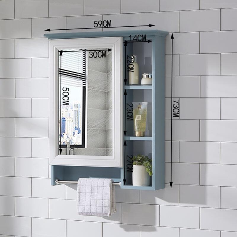 New bathroom mirror cabinet, wall-mounted mirror box with rack, bathroom dressing mirror, waterproof storage cabinet