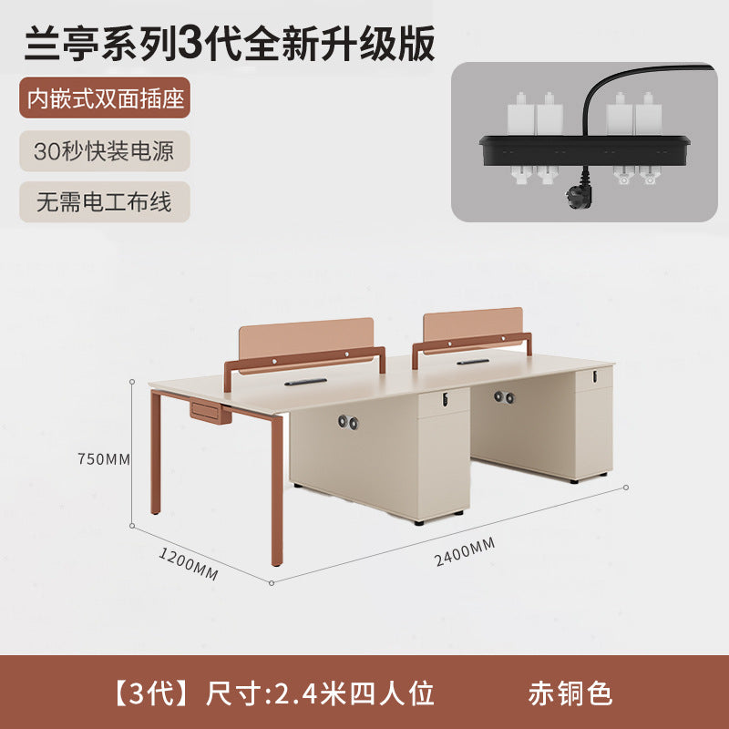 Modern minimalist desk and chair set - available in 2, 4, or 6 seater configurations - office furniture for employees and workstations