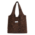 Fall and winterretro leopard print shoulder canvas bag large capacity tote bag niche styleeasiest for matchwork clothing bag college student class bag