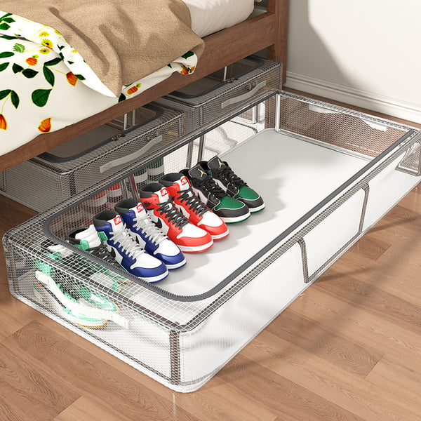 Transparent shoe storage box Shoe box Foldable space-saving artifact Household bed sole shoe rack Dustproof thickened finishing box