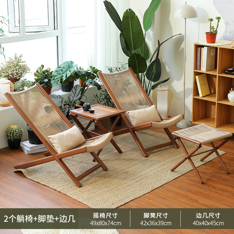 Yunding outdoor lounge chair rattan chair lunch break for home balcony lazy chair sofa waterproofcasual chair courtyard open-air table and chairs