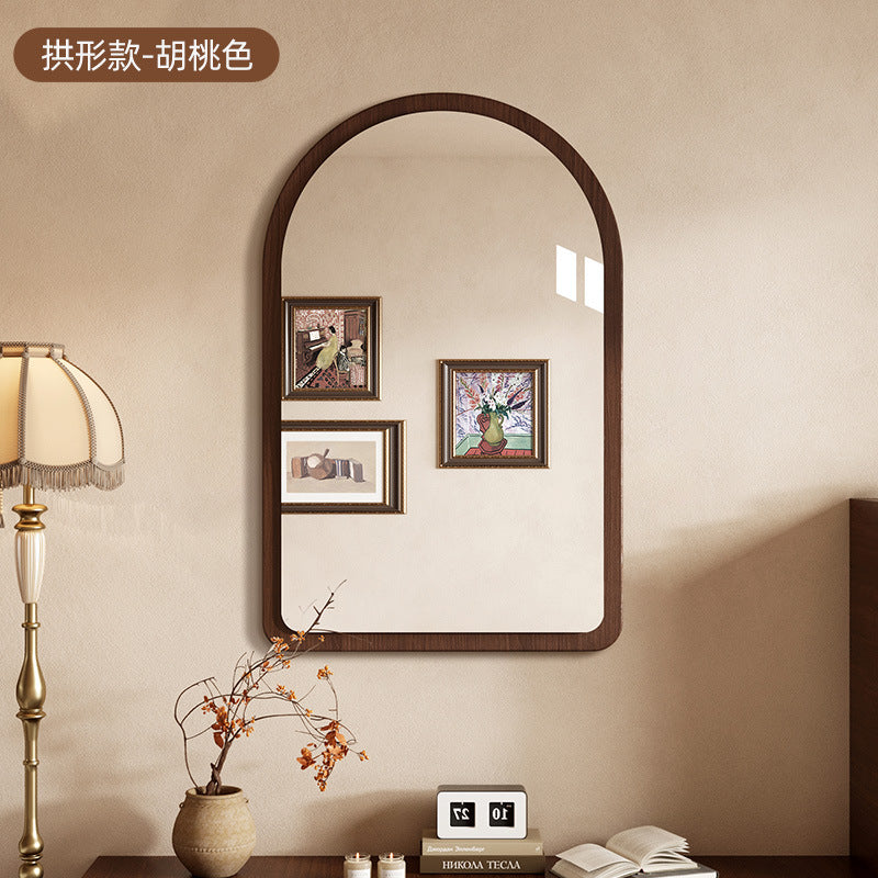 Retro bathroom mirror wall self-adhesive toilet washstand medieval makeup mirror non-punching half-body mirror wall-mounted