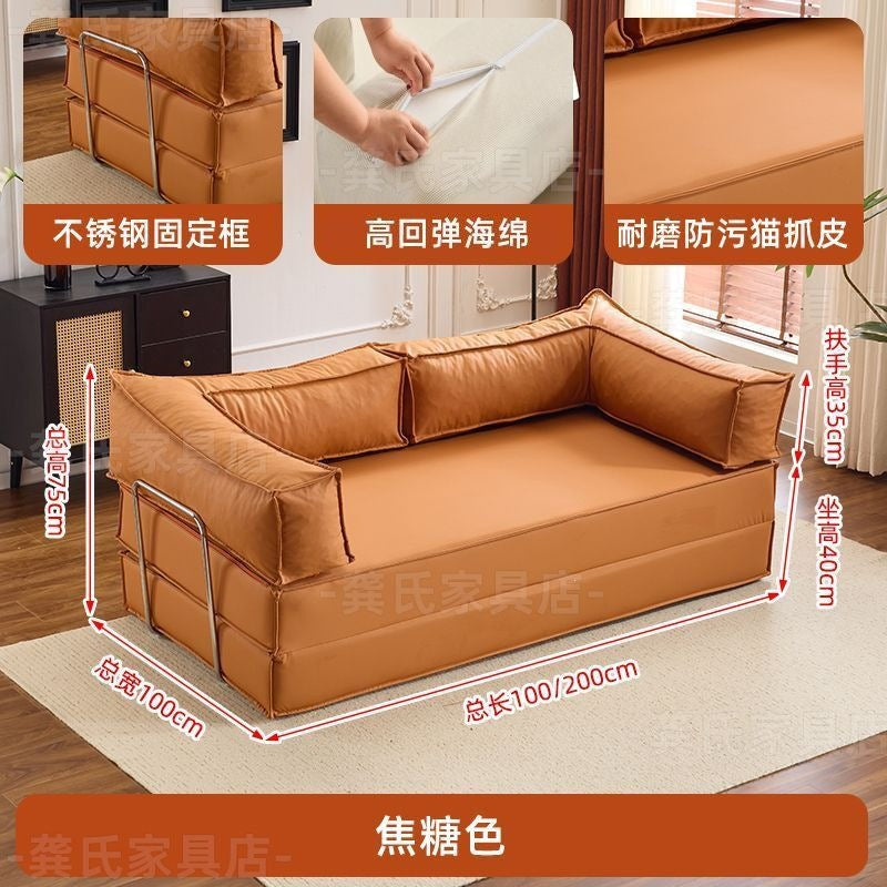 Sofa living room fabric casual small apartment rental house single and double reclining sofa assembled foldable dual-purpose sofa bed