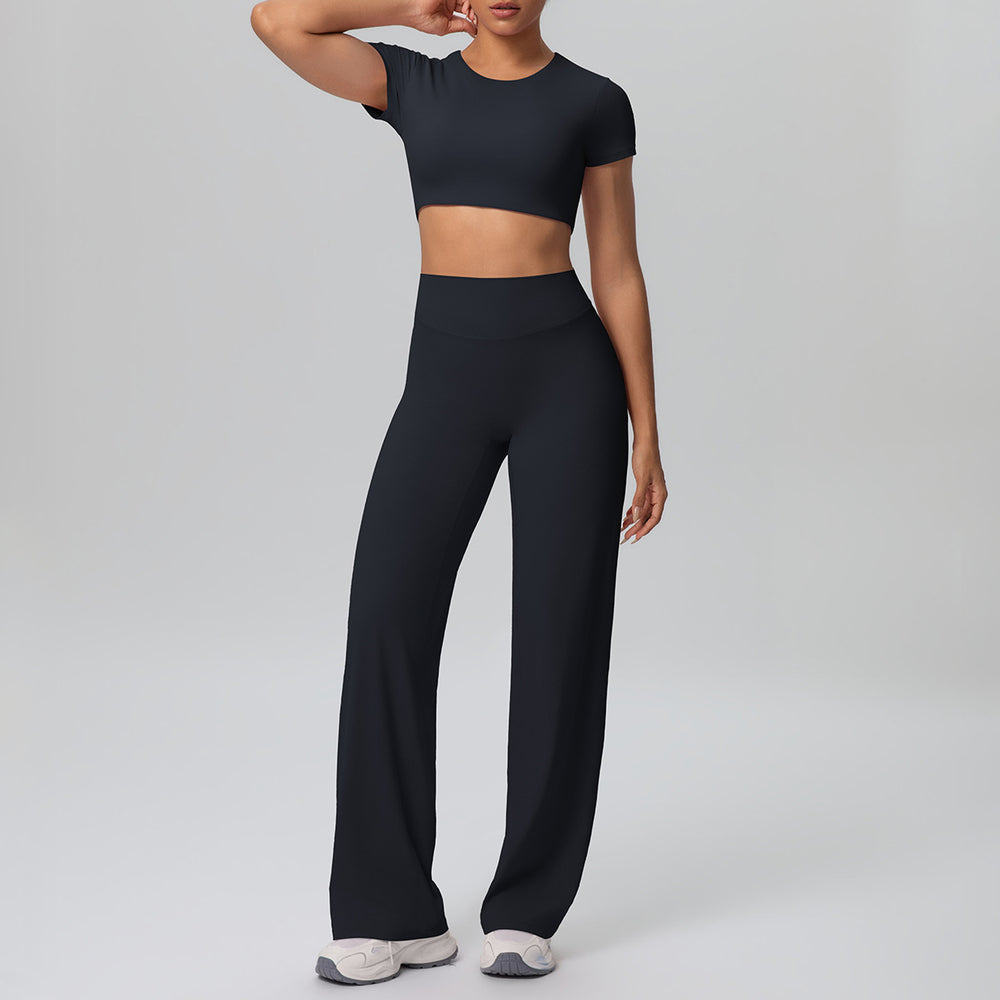 Cloud-feel quick-dry cropped tank top with built-in bra yoga set - women's two-piece outfit for outdoor leisure, running, sports, and fitness