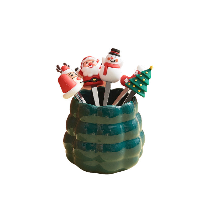 creative new year fruit fork suitfor home desktop ornaments high-looking ceramic fork spoon storage jar housewarming gift