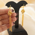 24k gold-plated copper drop earrings - bohemian chic floral tassel design, perfect for weddings and parties