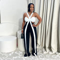 C7539 cross-border   fashion women's sexy strapless bandeau casual wide-leg jumpsuit