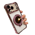 Electroplated four-corner airbag shockproof phone case for iphone 17, apple 14 glitter mirror magnetic stand protective cover