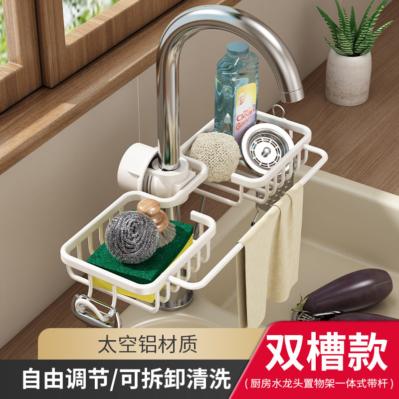 White Kitchen Shelf Wall-mounted No-punching Wall Multifunctional Household Chopsticks Knife Holder Seasoning Storage Hanger