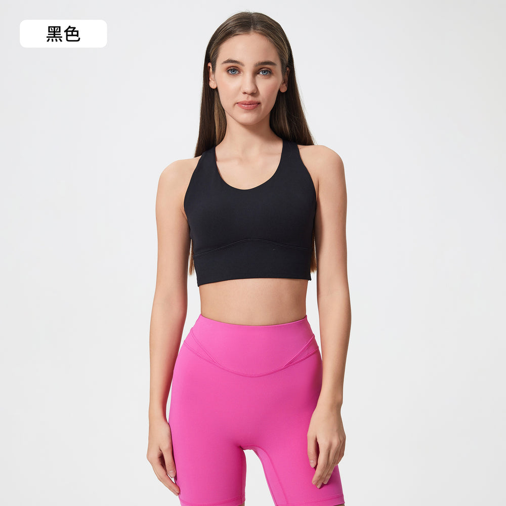 I-shaped cut out beautiful back yoga bra high-strength bubble wrap nude comfortable fitness sports intimates women d25068