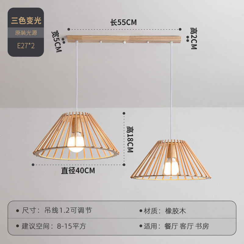 Japanese restaurant chandelier Nordic simple log dining table light retro wabi wind room homestay bar lighting handmade