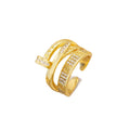 [real gold plating] hot-selling open nail ring for women, micro-embedded light luxury ring, high-end niche hand jewelry