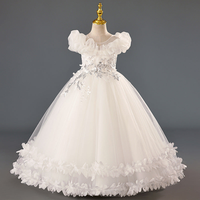 in stockgirl dress princess dress flower children's dress wedding dress evening dress catwalk gauze skirt kids 61 costumes