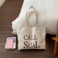Casual and lazy style letterprintingsatchel bag koreanniche style polka dot canvas bag large capacity work clothing tote bag