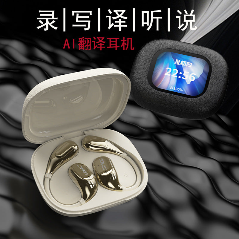 Sobes sow13pro touch screen ai translation earphones ows ear-hook open noise reduction wireless bluetooth headset