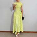 cross-border e-commerce european and american women's clothing: new summer collection - french polka dot round neck, slim-fit, a-line maxi dress