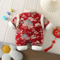 Baby girl winter new year greetings clothes baby winter clothes thickened romper romper winter outing retro one-piece