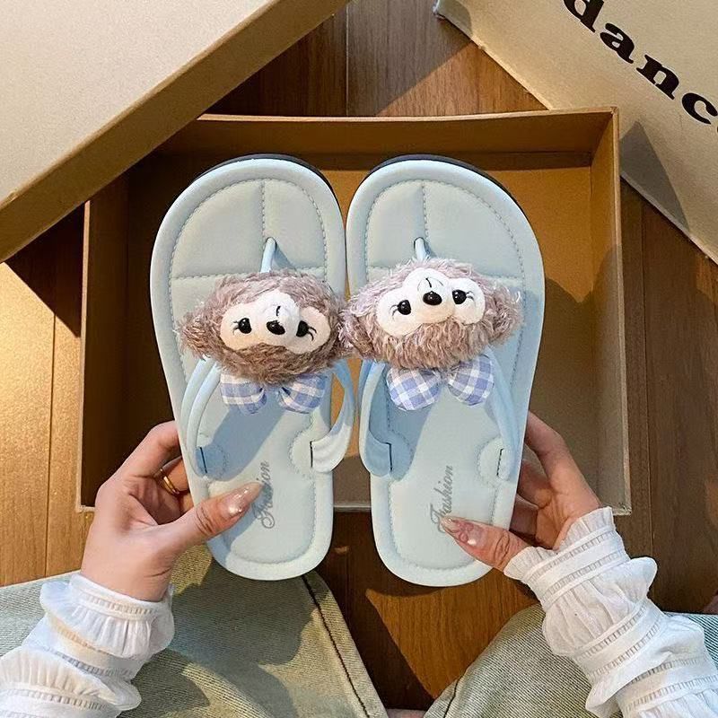 Cute cartoon flip-flops women's outerwear summer 2025 new flip-flops non-slip popular beach sandals women