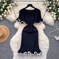 Korean style commute ruffle knit dress - women's  summer high-waisted slimming a-line dress - elegant and high-end