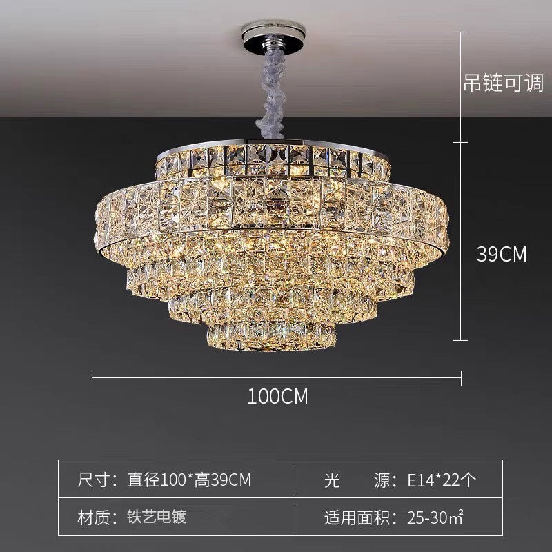 Living room lamp crystal chandelier light luxury high-end round dining room hall main lighting modern simple master bedroom chandelier