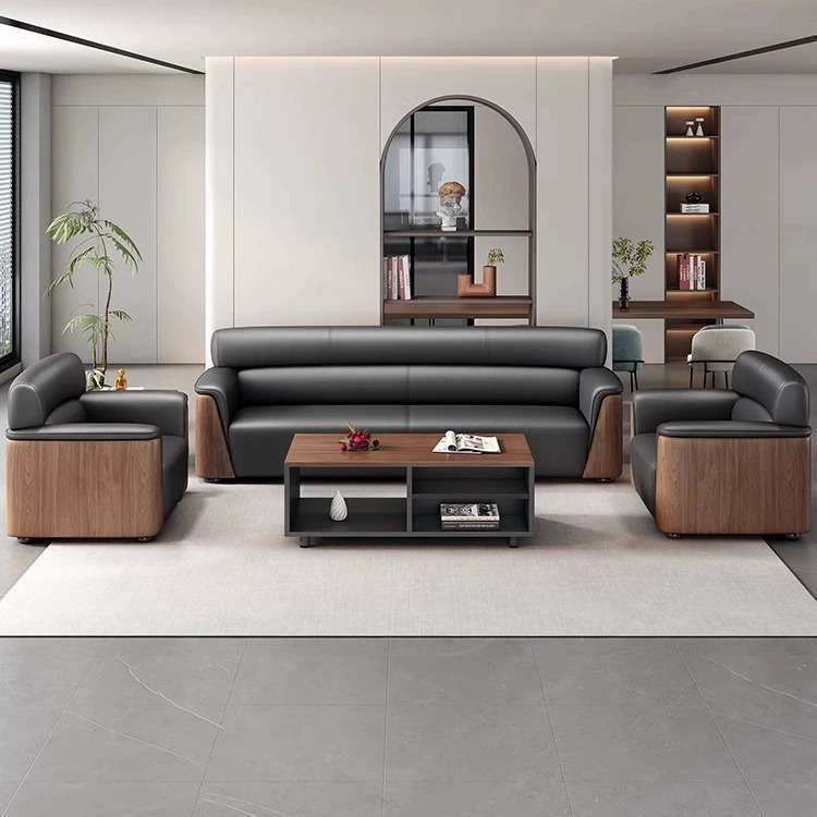 Office sofa, business sofa, genuine leather lounge area, vip reception, negotiation room, coffee table set