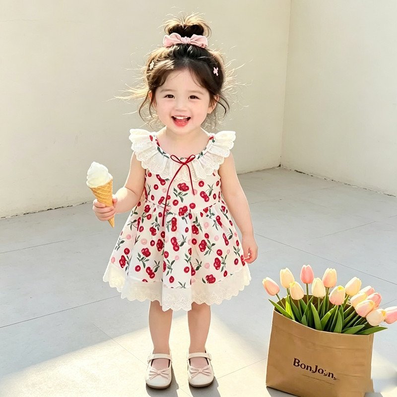 Summer dress little princess summer outfit baby girl thin outerwear sweet cute dopamine summer clothes