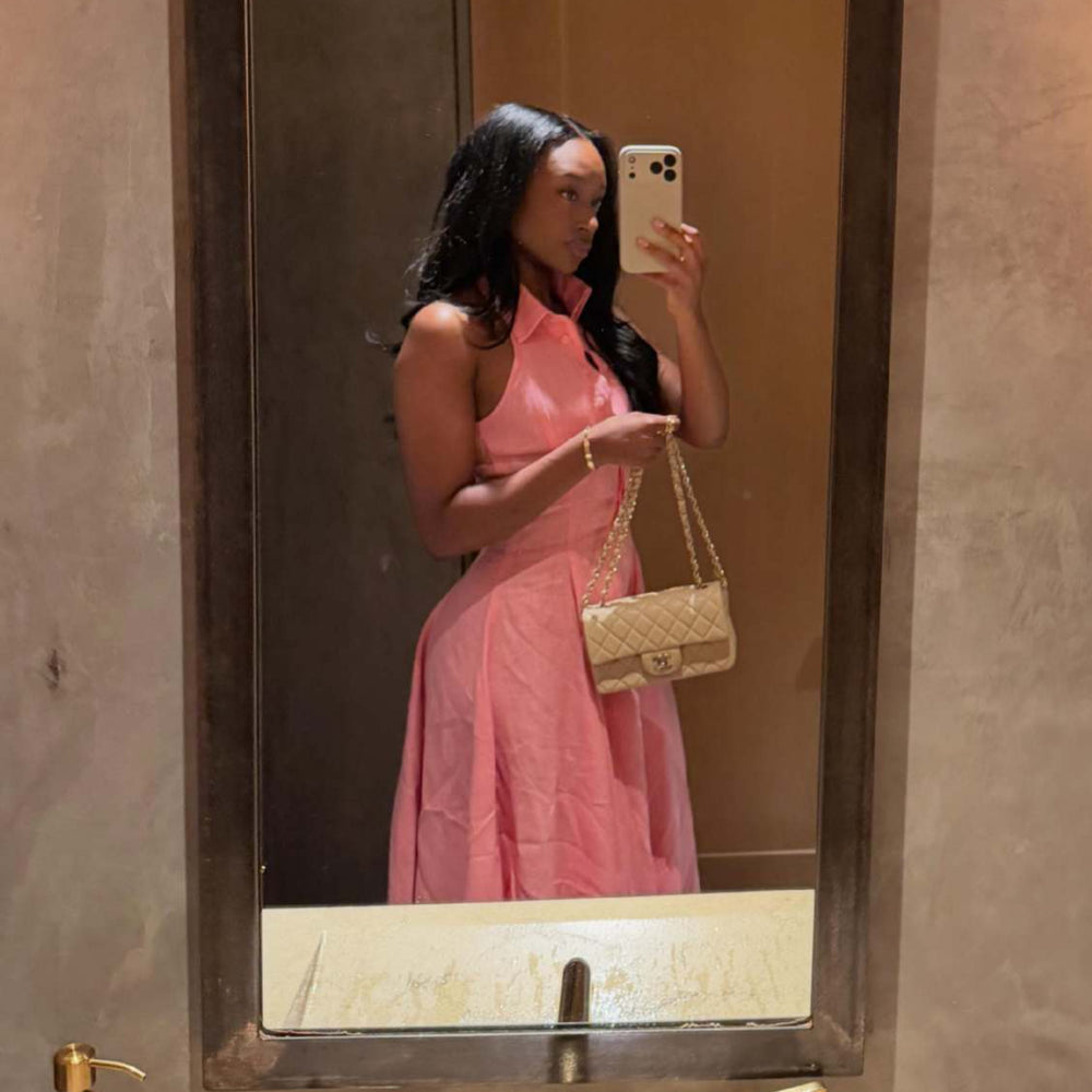 European and american cross-border women's fashion:  summer new arrival - elegant, high-end, slim-fit, turn-down collar, high-waisted, sleeveless shirt dress