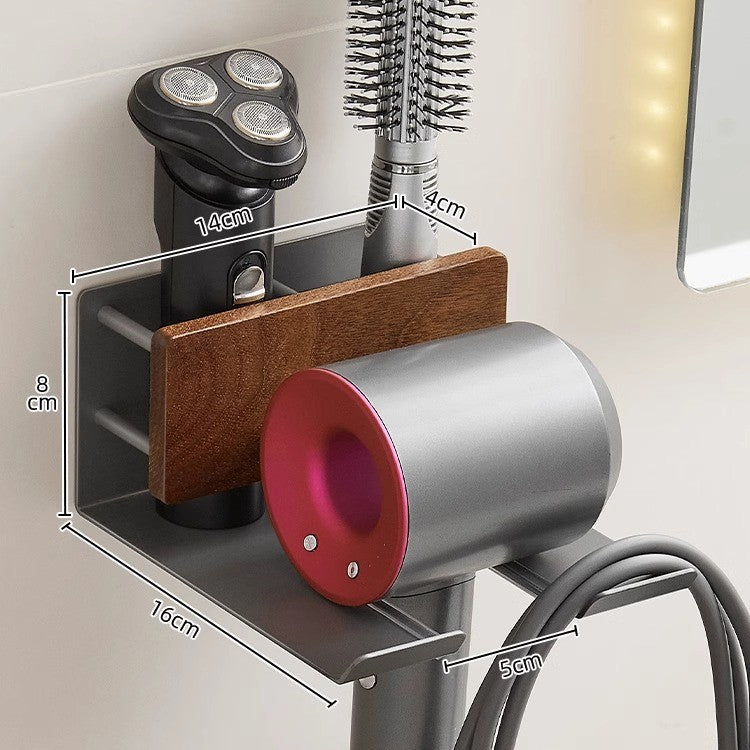 Walnut non-punching electric hair dryer bracket hair dryer wall hanger toilet toilet storage shelf storage artifact