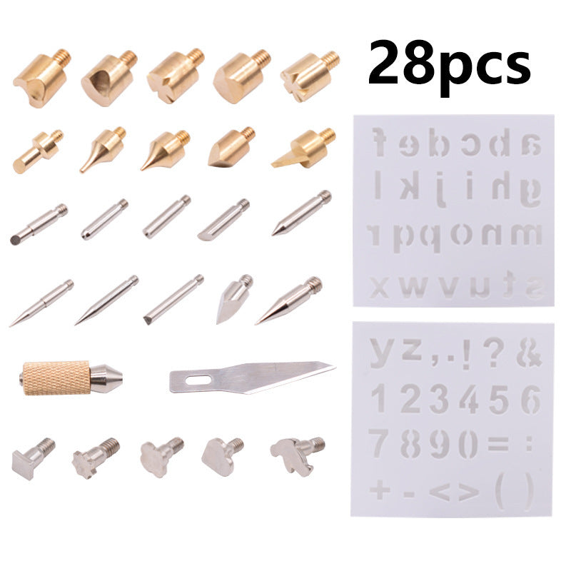 28-Piece set of engraving soldering iron head, heat transfer tool, soldering head DIY engraving tool, electric soldering iron head set wholesale