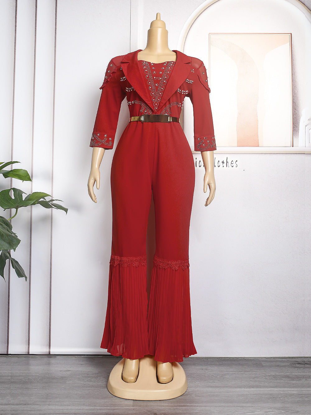 Aliexpress  new arrival speakerstraight-legpants african women's plus size jumpsuit free belt