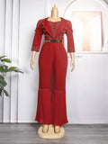 Aliexpress  new arrival speakerstraight-legpants african women's plus size jumpsuit free belt