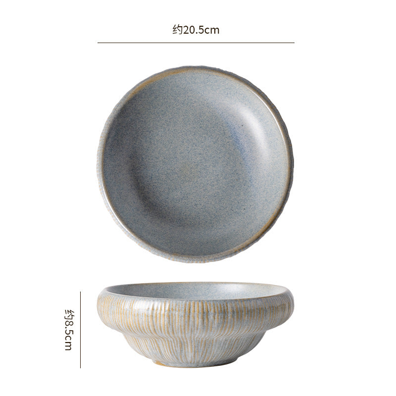 Retro kiln personalized ceramic for home dessert bowl noodle bowl restaurant hotel good-looking cooking bowl stripes ceramic bowl