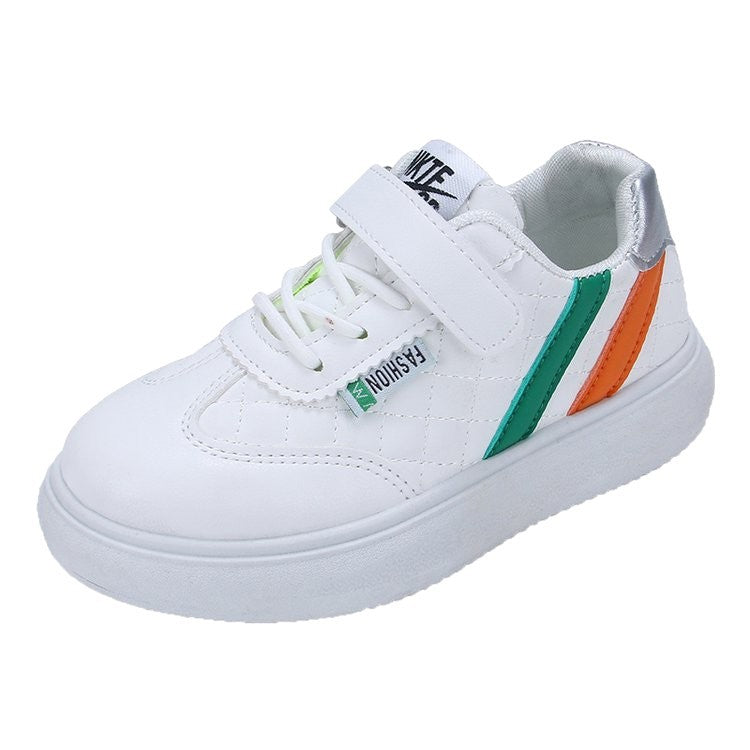 2025 spring and autumn solid color Korean version of little white shoes boys and girls board shoes sweet sports shoes casual versatile lightweight single shoes