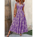 Shipped: bestselling new printed v-neck, cinched-waist maxi dress for independent e-commerce stores – european and american cross-border summer dress