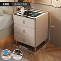 Solid wood smart light luxury bedside table - modern, high-end, home bedroom, minimalist, multifunctional, wireless charging & storage