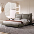 Made in foshan, leather art bed, large family double genuine leather bed, for home, secondary bedroom, accessible luxury classy soft bed, master bedroom