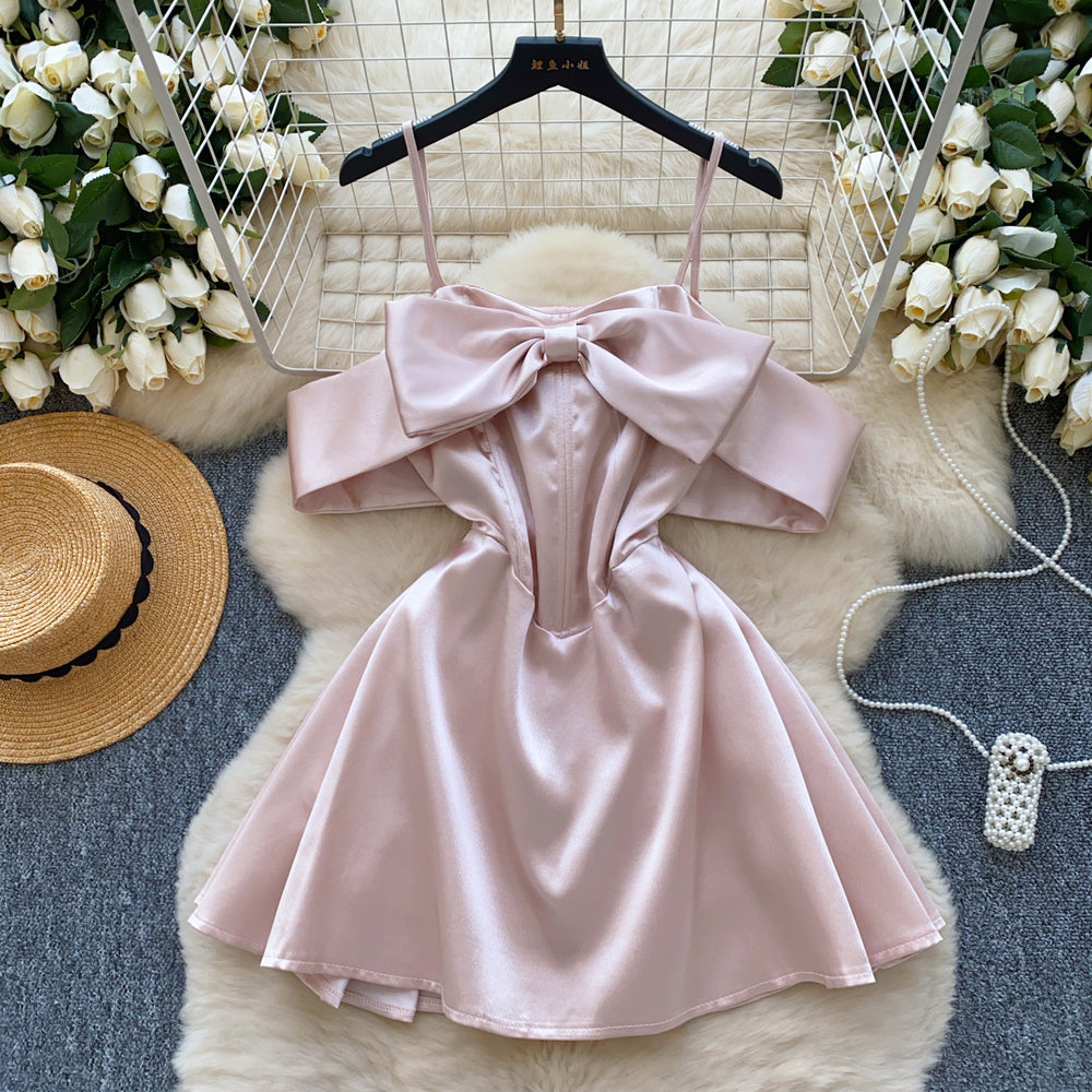 Birthday party dress - 3d butterfly, strapless, off-the-shoulder, spaghetti strap, boned waist, a-line, satin mini dress