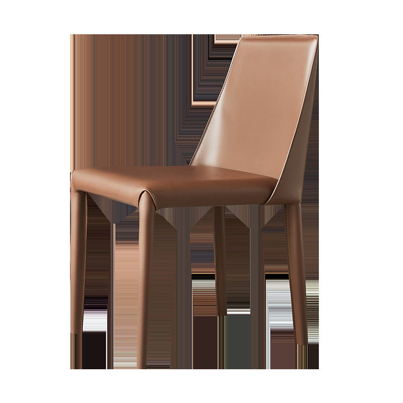 Italian minimalist saddle leather chair - modern luxury dining chair for home, designer backrest chair, wholesale stool