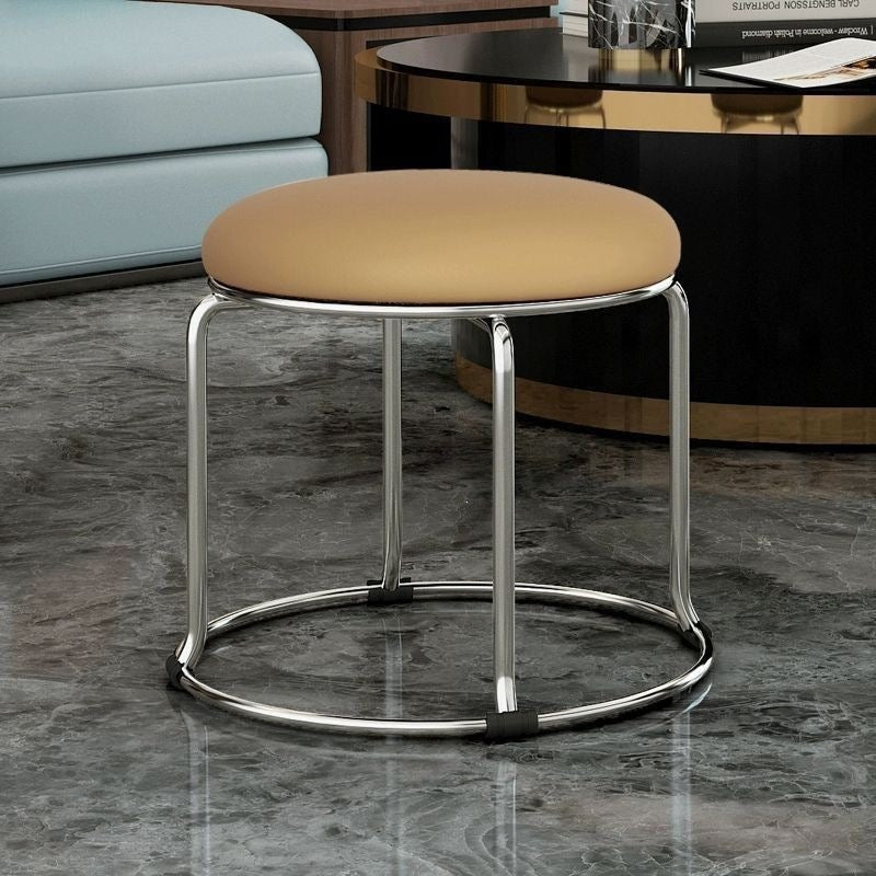 Accessible luxury stoolfor homesoft bag short stool steel bar stool portable practical shoe changing stool coffee table stool carbon steel frame round stool no