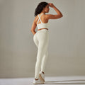 fashion seamless knittingpure color cross back tight yoga suit sports running fitness nine-point pants