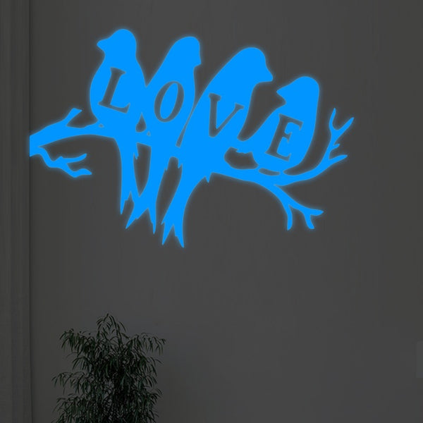 Cross-border luminous bird living room decoration creative wall sticker self-adhesive fluorescent blue bird decoration wall wall sticker