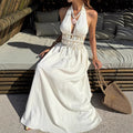 cross-border shell beads tassel webbing decorative waist a-line bohemialongdress women
