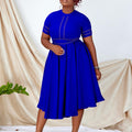 D385 african plus size women's clothing  summer new arrival elegant a-line maxi dress short sleeve export dress