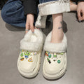 Women's winter cotton slippers - thickened plush, detachable warm home slippers for couples, indoor use, postpartum care, fuzzy slippers