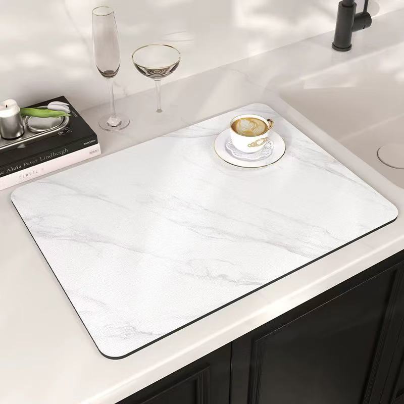 marble kitchen drain mat coffee machine non-slip mat countertop insulation mat absorbent mat drying mat placemat