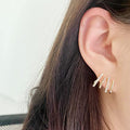 , luxurious fashion casual exquisite small ear winding cuffs four claw zircon earrings cold style diamond earrings