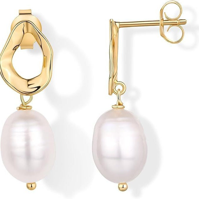 European and american new fashion teardrop earrings, minimalist o-ring pearl hoop earrings, sweet earrings, japanese and korean wholesale, letter design