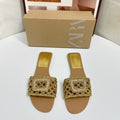 2025 summer new arrival: women's round-toe high heel espadrille sandals - openwork knit, apricot color - wholesale