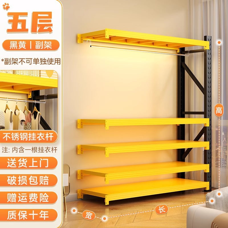 For homeshelves wardrobe bedroom simple assembly coat rack open floor standing hole board angle steel clothes rack storage rack