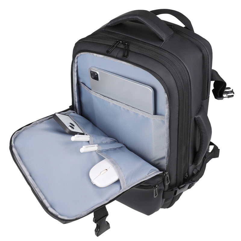 Business Backpack Large Capacity Cross-border Leather Film Tablet PC Backpack Multifunctional Folding Travel Backpack Men